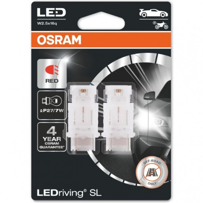 Автолампы OSRAM LED ≜P27/7W LEDRIVING SL 3157DRP-02B RED Красные 4062172151689