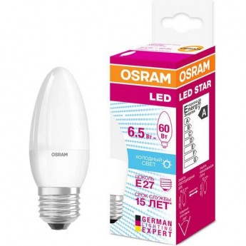 Лампа светодиодная LED OSRAM STAR Classic B 60 6.5W/840 4000К E27 550лм 220-240В Лампа светодиодная LED OSRAM STAR Classic B 60 6.5W/840 4000К E27 550лм 220-240В