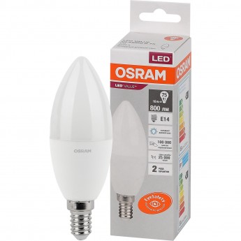 Лампа светодиодная OSRAM LED 10 Вт E14 6500К 800Лм свеча 220 В (замена 75Вт) Лампа светодиодная OSRAM LED 10 Вт E14 6500К 800Лм свеча 220 В (замена 75Вт)